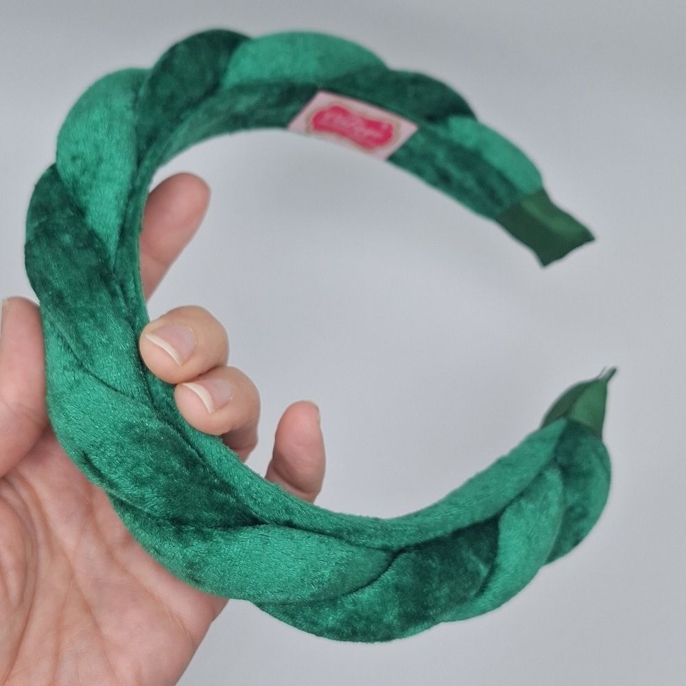 Green velvet headband braided headband plush cosmetic accessory